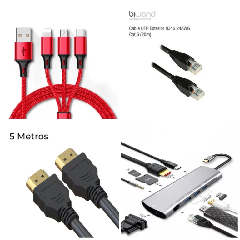 Lote de cable – USB, Ethernet, HDMI, Audio, adaptadores