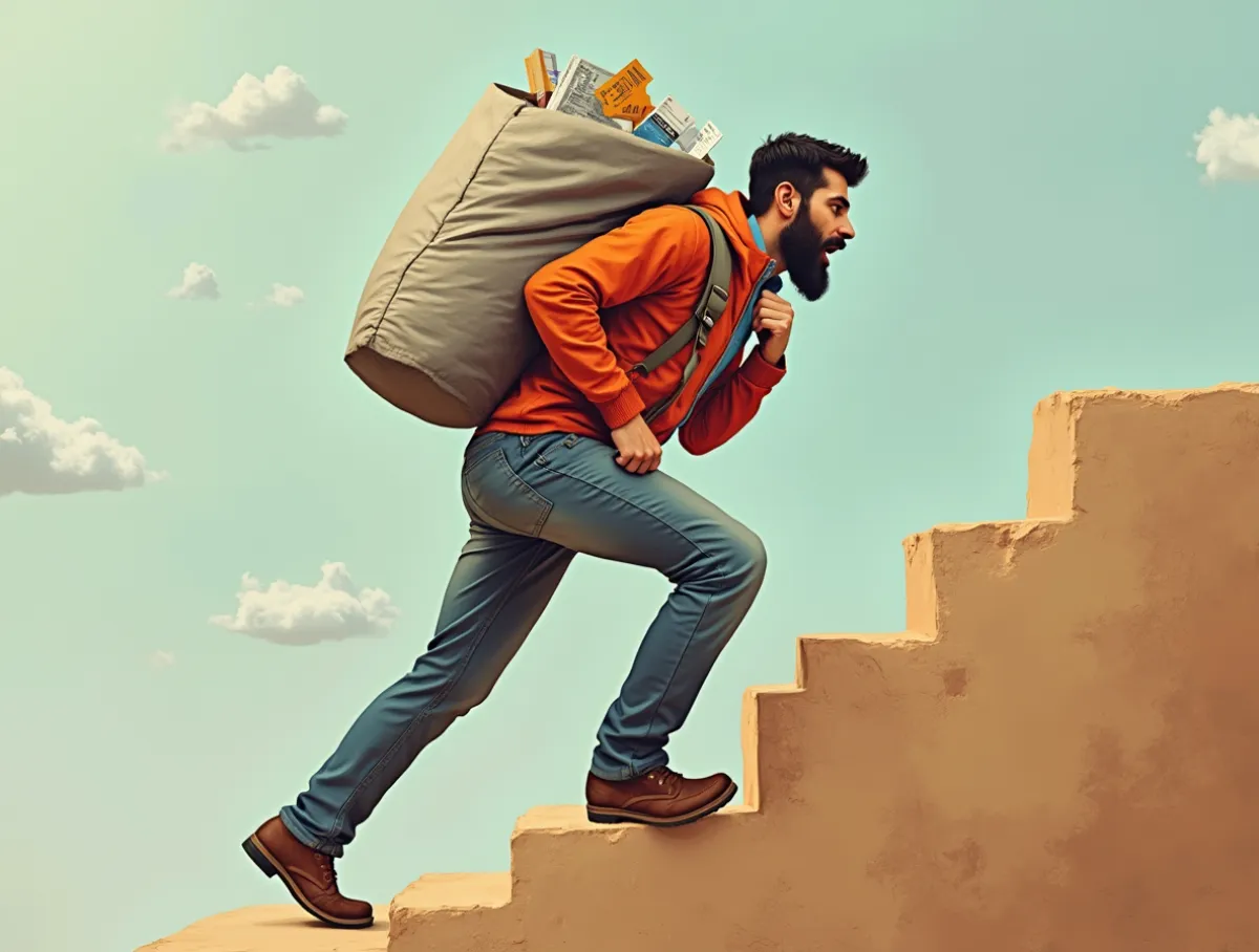 Una Imagen Conceptual Que Muestra A Un Autnomo Cargando Una Pesada Mochila Llena De Impuestos Factu 2g1coh20r8qq7bretgtd 1